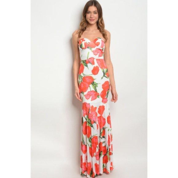 Strapless Floral Maxi Dress - Picture 2 of 6